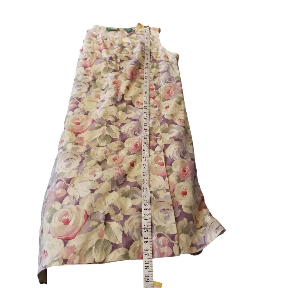 Liz Claiborne Lizgolf Vintage Floral Linen Blend Shift Skort Purple Pink Size 12 - Picture 9 of 12